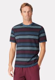 Guiseley Short Sleeve Navy Wine and Denim Blue Stripe T-Shirt