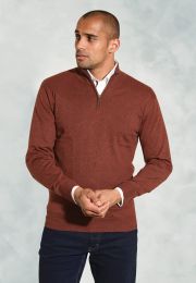 Kirby Blue Cotton Thermolite® Zip Neck Jumper