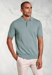 Lancaster Aqua Knitted Pure Cotton Polo Shirt