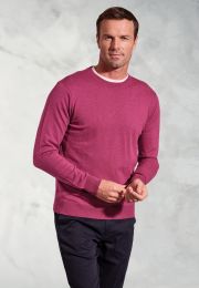 London Raspberry Cotton Merino Crew Neck Jumper