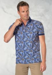Okker Pure Cotton Palm Print Pique Polo Shirt