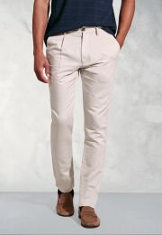 Tailored Fit Penn Ecru Single Pleat Tapered-Leg Linen Cotton Pants