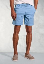Piven Blue Garment Dyed Cotton Stretch Casual Shorts