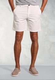Piven White Garment Dyed Cotton Stretch Casual Shorts