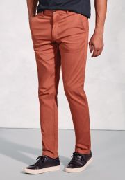 Tailored Fit Brosnan Rust Textured Cotton Stretch Chinos
