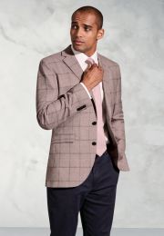 Tailored Fit Neeson Rose Windowpane Check Linen Blend jacket