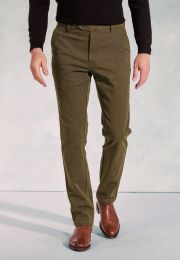 Tailored Fit Seychelles Olive Cotton Blend Twill Pants