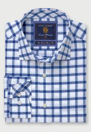 Regular Fit Navy Check Oxford Cotton Shirt