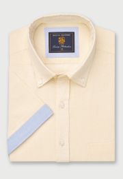 Regular Fit Lemon Textured Cotton Short Sleeve Shirts