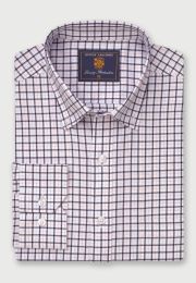 Regular Fit Navy Tattersall Check Cotton Shirt