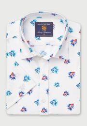 Regular Fit Aqua Tropical Fish Print Short Sleeve Shirt
