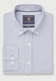 Regular Fit Blue Stripe Oxford Cotton Shirt