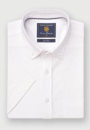 Regular Fit White Oxford Cotton Short Sleeve Shirt