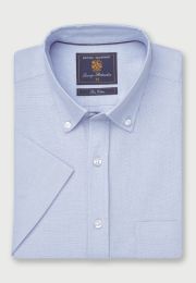 Regular Fit Sky Blue Oxford Cotton Short Sleeve Shirt