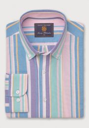 Regular Fit Multicoloured Stripe Oxford Cotton Shirt
