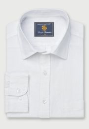 Regular Fit White Pure Linen Shirt
