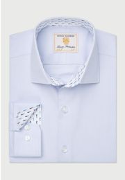 Regular Fit Sky Blue Herringbone Stretch Cotton Shirt
