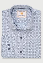 Regular Fit Blue Diamond Print Shirt