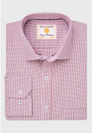Tailored Fit Red Micro Check Oxford Cotton Shirt