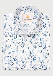 Tailored Fit Blue Leaf Print 'Occasion' Shirt