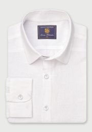 Regular Fit White Pure Linen Shirt