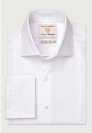 Regular Fit White Marcella Front Double Cuff Cotton Tuxedo Shirt - Two Sleeve Lengths