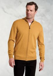 Somerset Mustard Cotton Merino Zip Cardigan