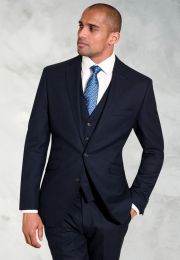 Tailored Fit Wells Navy Wool Blend Suit Jacket