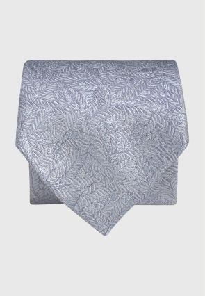 Sky Blue Tonal Leaf Pure Silk Jacquard Tie