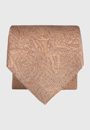 Peach Tonal Leaf Pure Silk Jacquard Tie