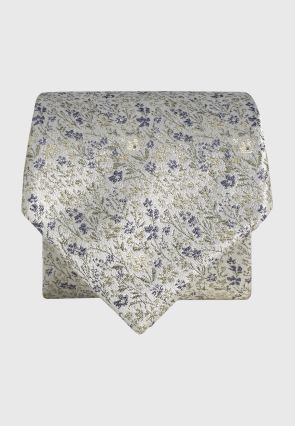Sage Ditsy Floral Pure Silk Jacquard Tie
