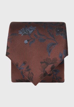 Wine Large Floral Pure Silk Tie