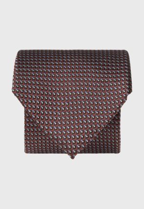Rust Semi-Plain Geo Pure Silk Tie