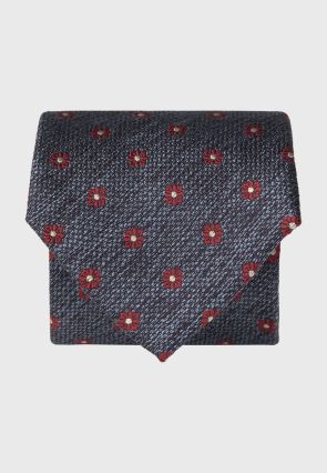 Blue Textured Geo Pure Silk Tie