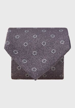 Pink Textured Floral Geometric Silk Tie