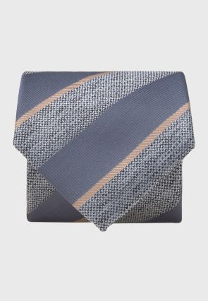 Blue Large Texture Stripe Silk Tie