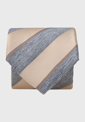 Champagne Large Texture Stripe Silk Tie