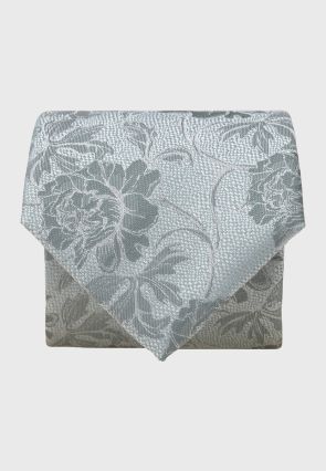 Mint Large Tonal Floral Silk Tie