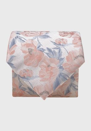 Pink Large Floral Silk Tie