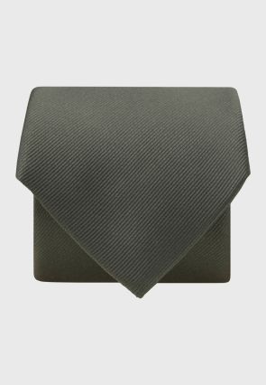Green Twill Pure Silk Tie