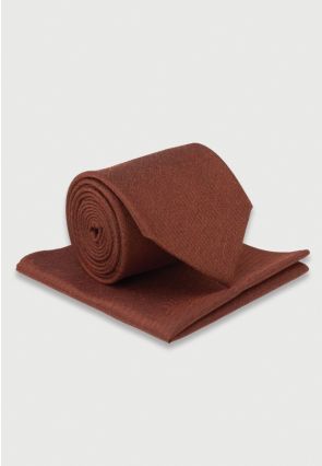 Orange Silk Blend Tie & Hanky Set