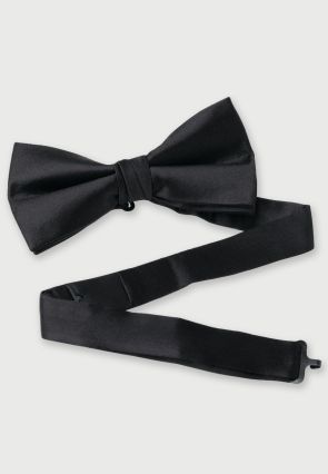 Black Plain Satin Bow Tie