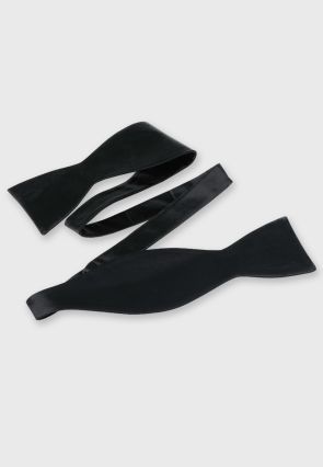 Black Plain Satin Self Tie