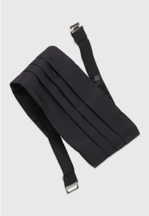 Black Plain Satin Cummerbund
