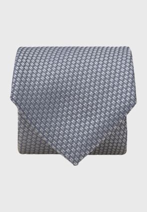 Blue Semi Plain Textured Silk Tie