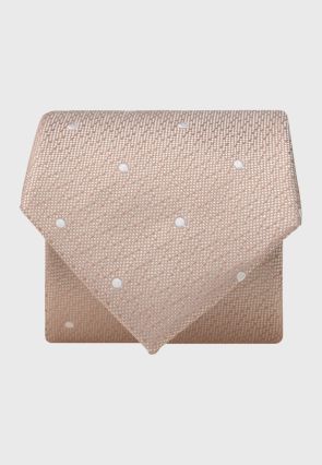 Champagne Textured Polka Dot Silk Tie