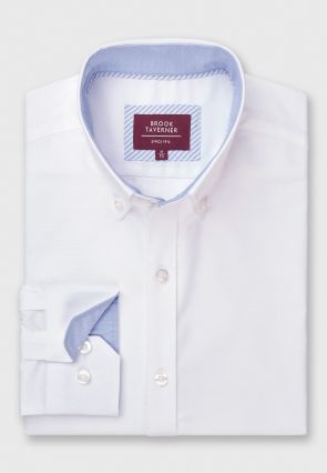 Tailored Fit White Stretch Oxford Cotton Shirt