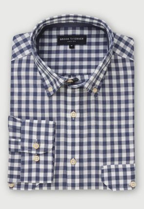 Regular Fit Air Force Blue Gingham Cotton Fit Shirt