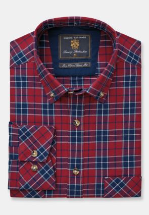 Tailored Red, Blue and White Check 'Peached Finish' Twill Shirts