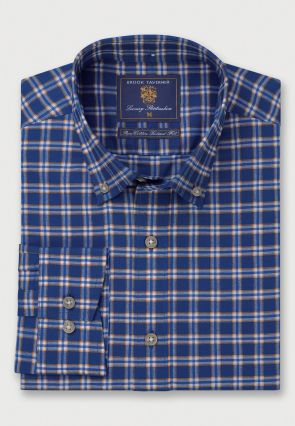 Tailored Fit Blue Check Oxford Cotton Shirt